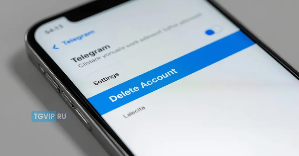 Экран телефона с удалением Telegram аккаунта